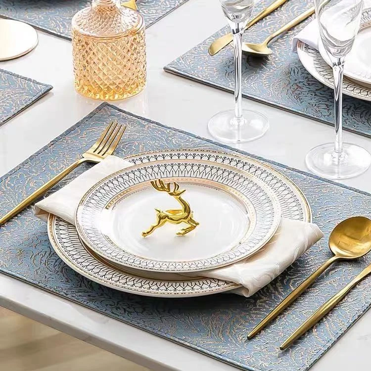 Set De 12 Plaques Chargeur De Table Dorées - Sous-assiettes Luxe, Dimensions 33x33 Cm
