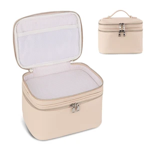 Custom Logo Fashion Letter Portable Multifunctional Eco-Friendly Polyester Soft Handle Cosmetic Bag Makeup Case Multiple Layers