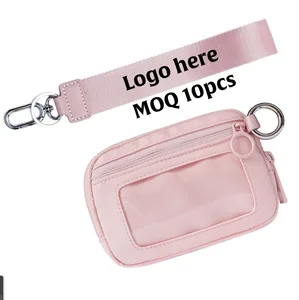 Factory Custom Logo Printing Wholesale Hot Sale Nylon Card Holder Coin Purse Wallet Clutch Bag Key Chain Organizer Handbags
