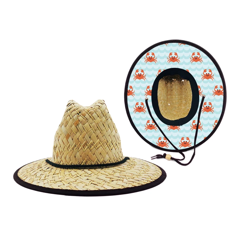 Sun Protection Custom Straw Lifeguard Hat Cute Octopus Wide Brim Hat Toddler Stylish Hats