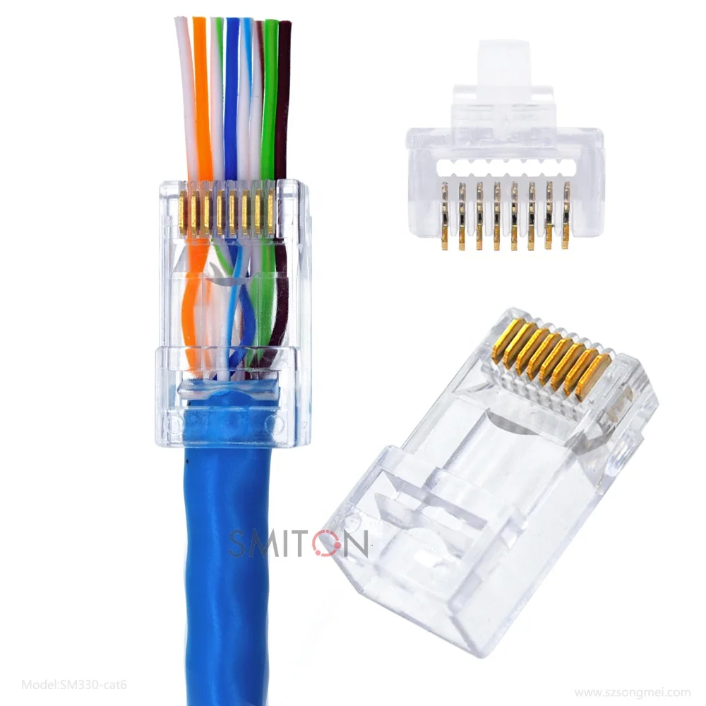Ethernet Cables Network Cat6 Cat5e RJ45 UTP Pass Through  Rj45 Connector Plug