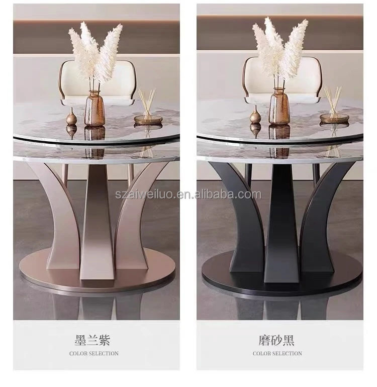 Italian Round Dining Table With Leather Chairs Marble Top Round Dining