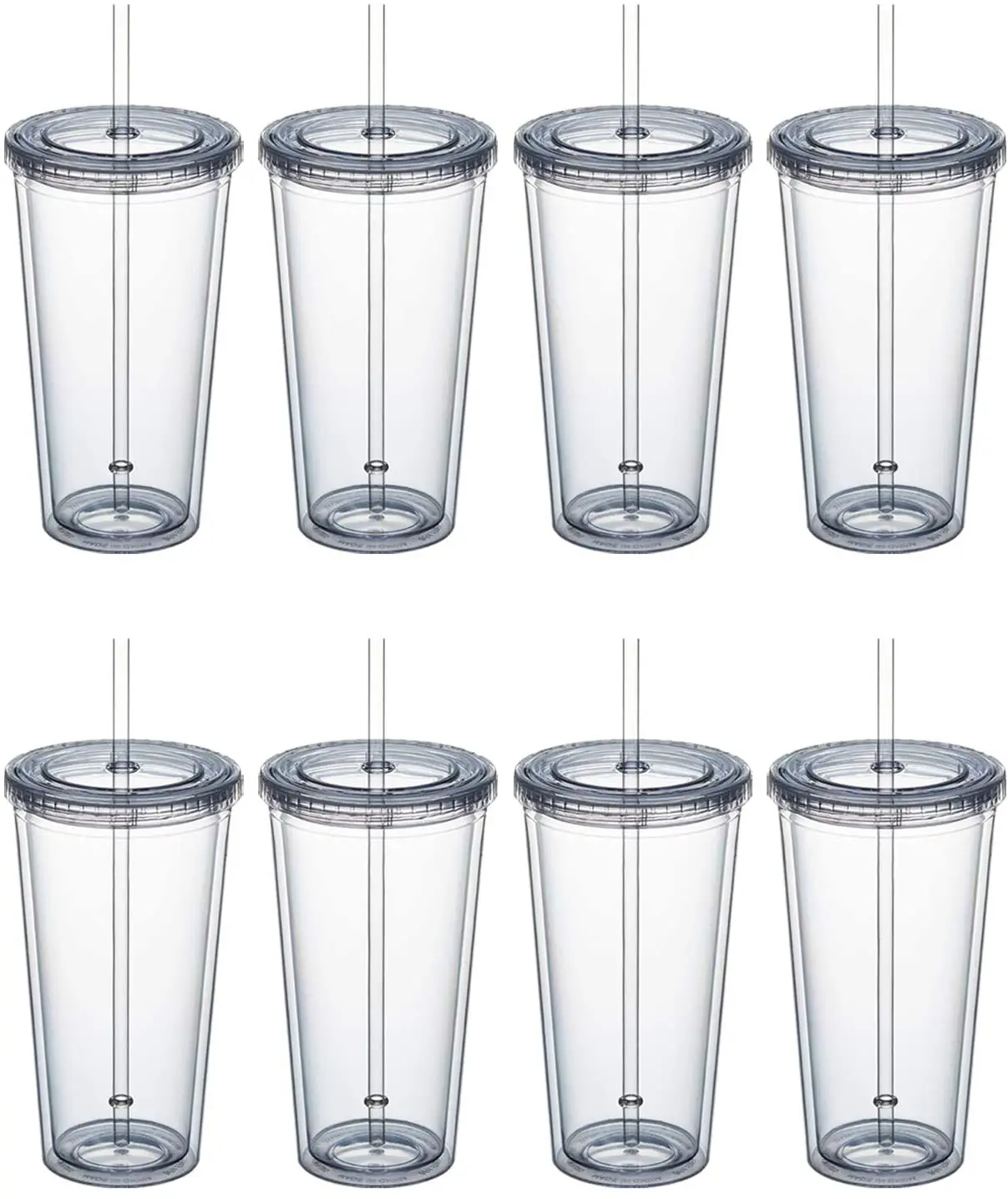 Clear Insulated Acrylic Tumblers Bulk Double Wall Reusable Classic Cups