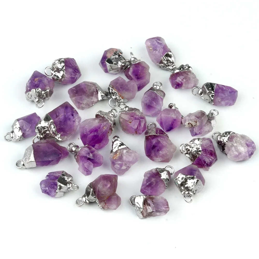 10mm Natural Irregular Crystal Quartz Agate Stone Druzy Pendant Gilt Edge Gemstone for DIY Charm Jewelry Accessories
