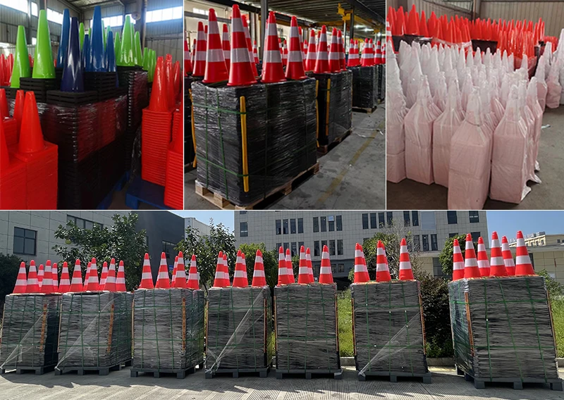 product waterproof 30cm pvc traffic cone reflective flexible barricade  safety orange cones with black base-9