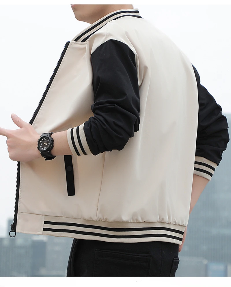 Spring Autumn Men Baseball Stand Collar Korean Style Casual Jackets And Coats Male Slim Fit Bomber Jacket_voghion.com