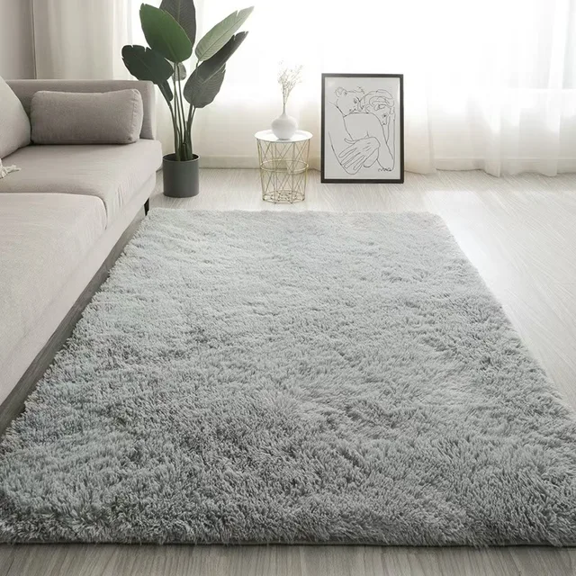 Luxury Modern PVC Fluffy Shaggy Rug Carpet Washable Soft Thick Woven Tile Home Decor-for Bedroom Living Room Outdoor Car