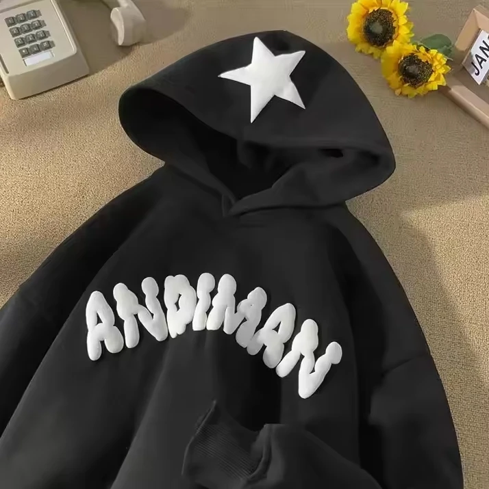Premium High Quality Embossed Logo Sweaters Sweatshirt Custom Oversized Hodie 3d Printing Emboss White Hoodie for Men factory
