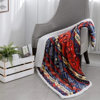 Flannel Sherpa Bohemian Air Conditioning Printing Boho Native Throw Blankets Soft For Bed Sofa Couch