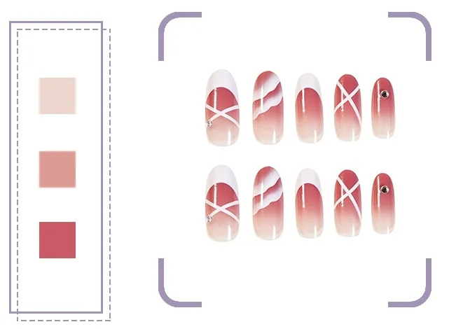 wholesale artificial full cover false nail tips press on nails with box for women