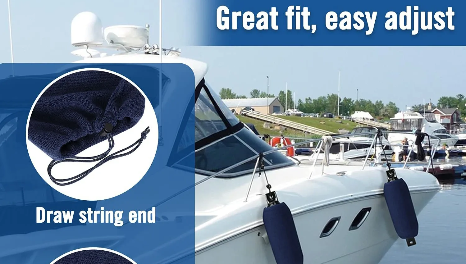 Customized Oem Neoprene Boat Fenders Cover Navy Blue Polyester Thicken