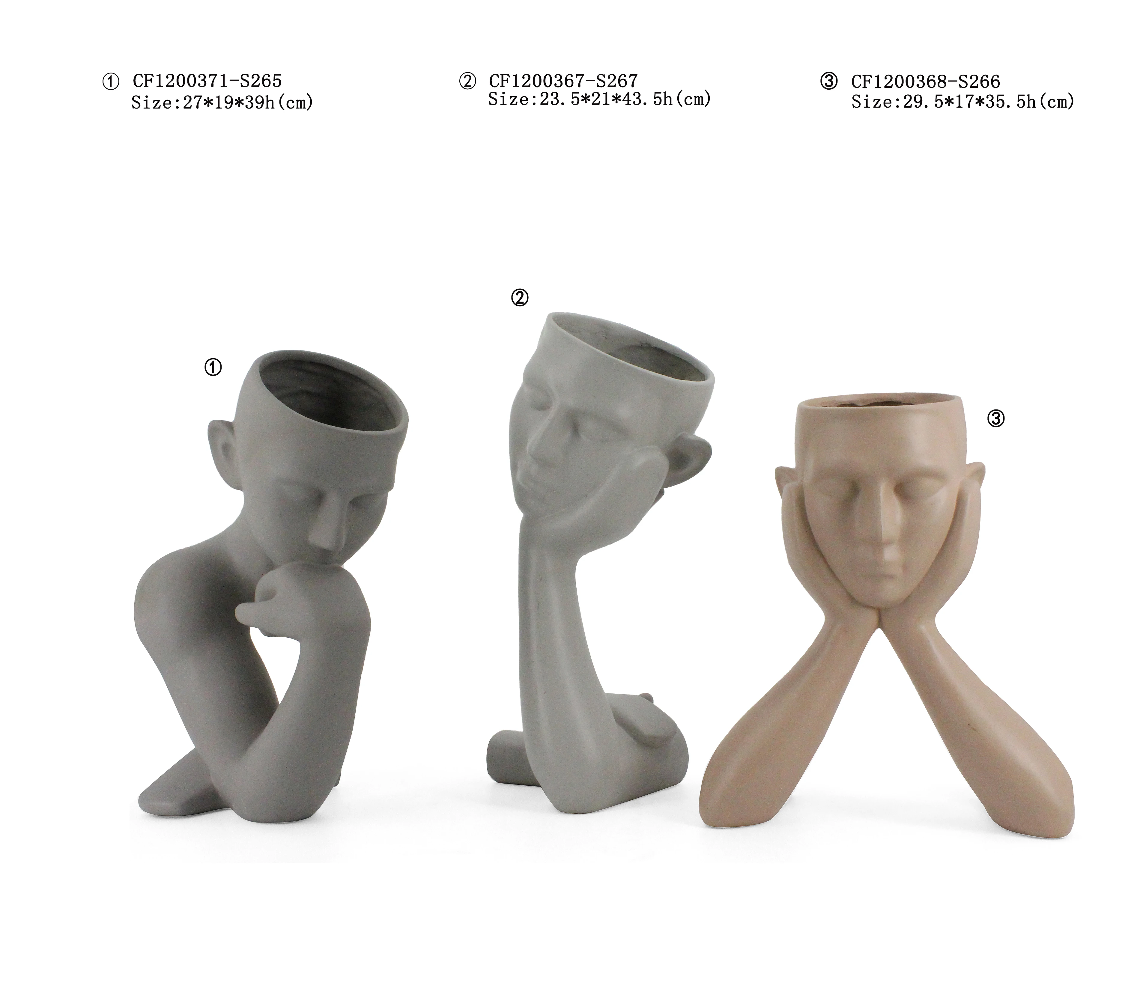 Wholesales Artificial Resin Human Face Thinking Man For Garden Home Decor Vase Planter factory