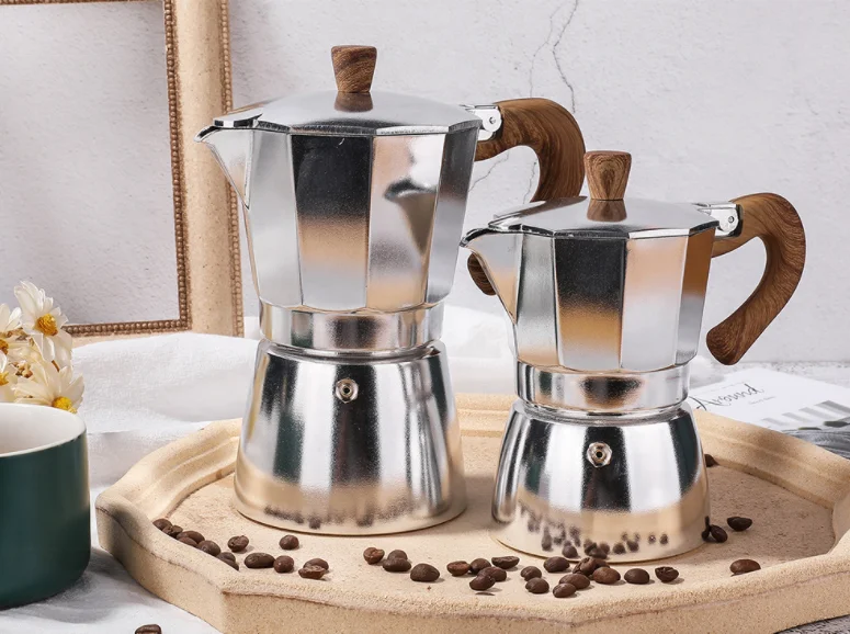 Factory Price 3/6 Cup Matte Black/Silver Moka Pot | Portable