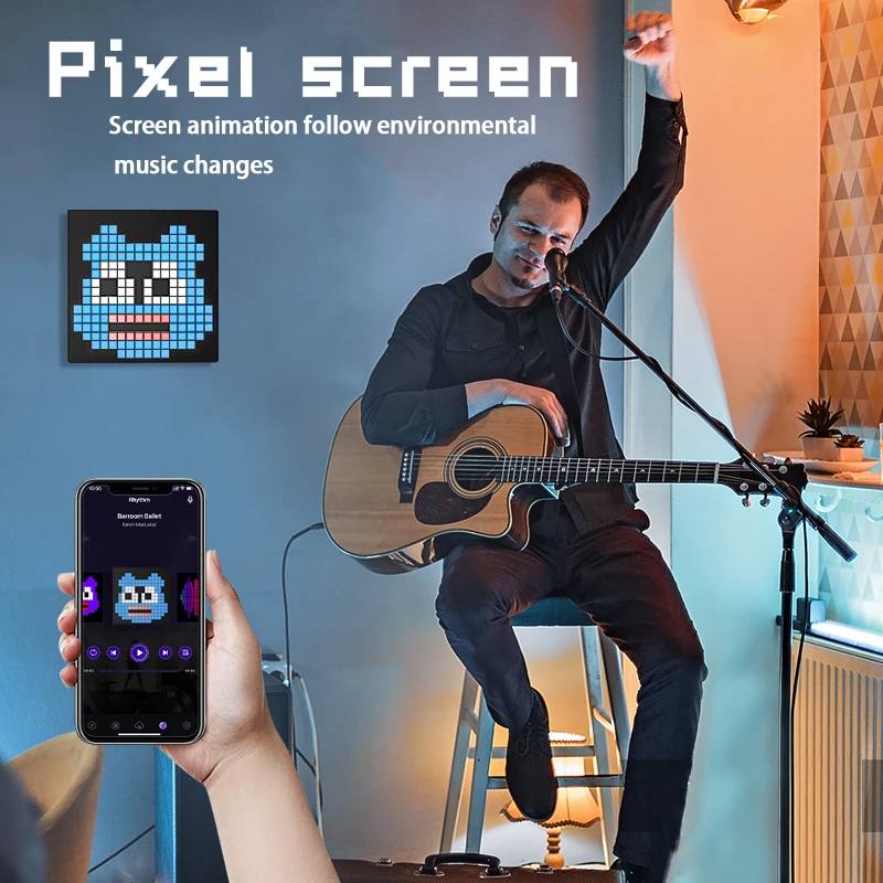 16x16 App Control Diy Animations Patterns Text Digital Clock Photo Frame Programmable Smart Screen Matrix Led Art Pixel Display