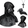 Cst063-2-deaths cloak-hat-plague doctor mask-cross necklace