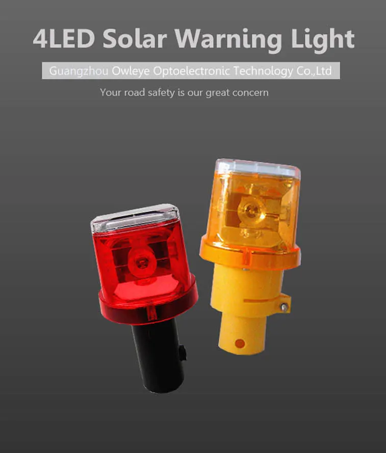 4 Led Solar Powered Traffic Control Led Flashing Warning Light High ...