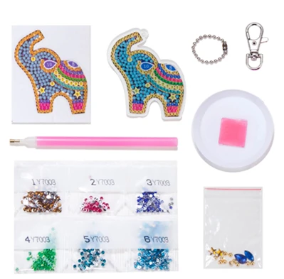 R-QC003-040 ручной работы кольцо для ключей в виде животных на сумку, подвески со стразами крестом ремесло подарок 3D/5D DIY живопись кристаллами алмазами цепочка для ключей