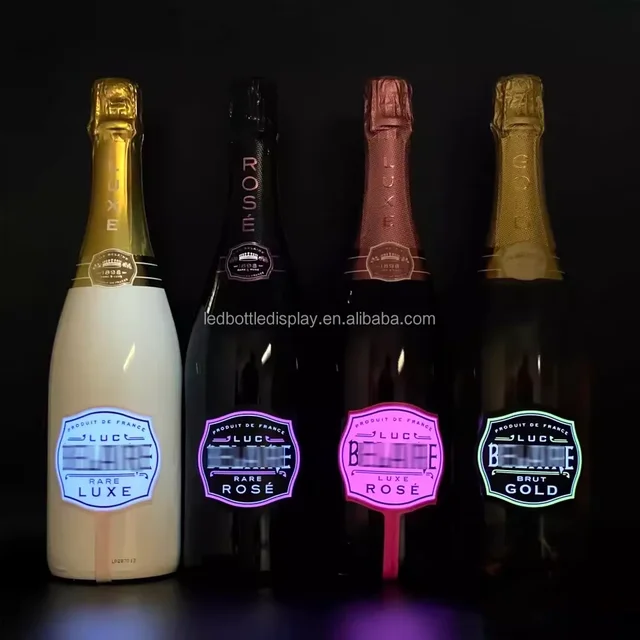 Nightclub Restaurant Hosting Party Whisky Tequila EVA TPE Waterproof EL Bottle Sticker Glowing Led Bottle Label For VIP Service