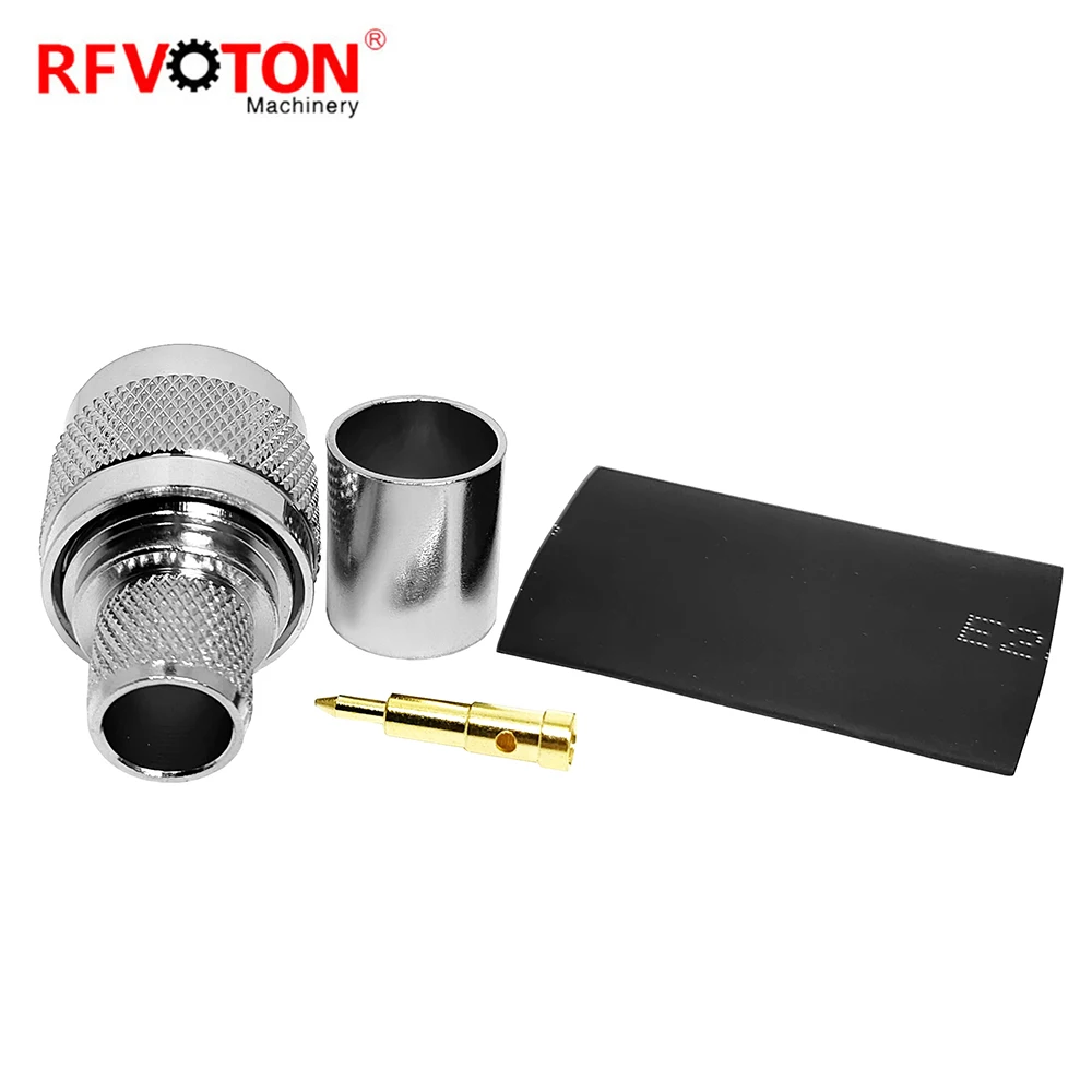 Factory Customized RF Coax Connectors N Male Plug Crimped for RG214 RG8 RG213 7DFB 8DFB Coaxial Cable Connectors