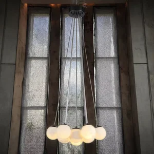 ECOJAS Alabaster Ball Customized Decoration Chandelier for Villa Hotel Lobby Pendent Light