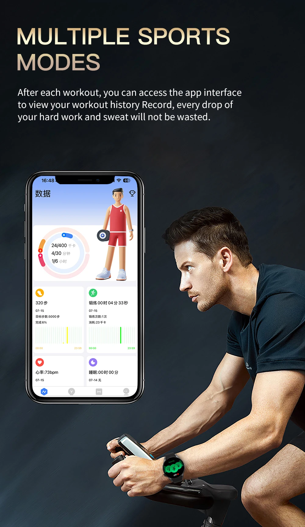 BW16 Smartwatch avec fente SIM 24H surveillance de la santé Modes multisports caméra rétractable BT appel télécommande traqueur de sommeil