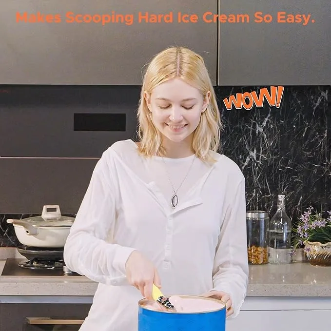 product laudtec rechargeable heated ice cream scoop waterproof electric baby smart with led display non stick scooper for hard sz02-2