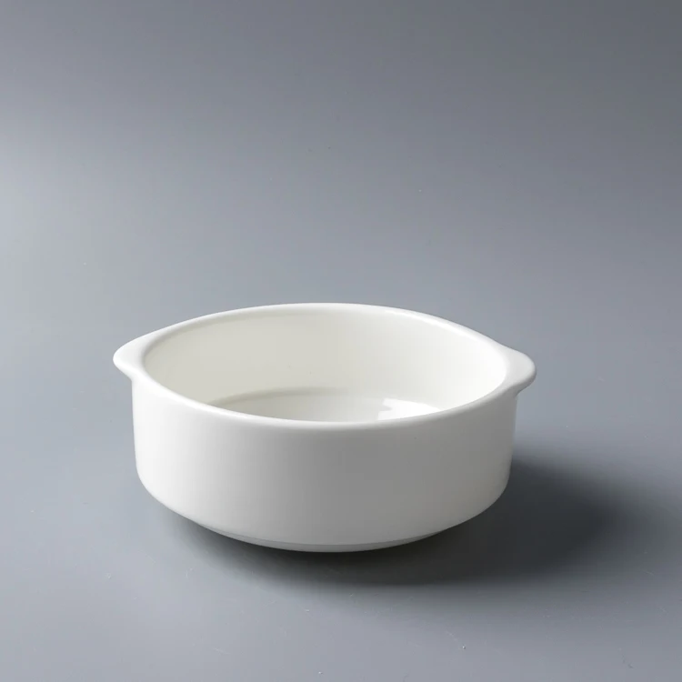 250ml Round Bowl Small Soup Porcelain Cup 8OZ Restaurant Ceramic Soup Cup Ceramic Bowl With Two Handle Soup Bowl