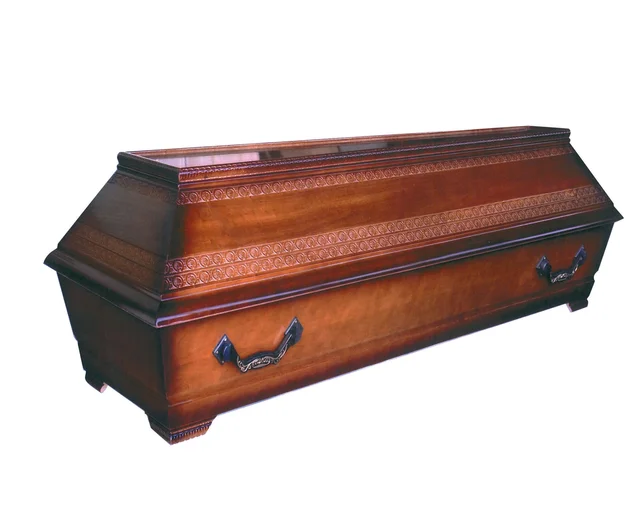 Europe style German Coffin wooden Carved Funeral Cremation Coffin  Germany Style solid wood Adult Coffin with High Lid