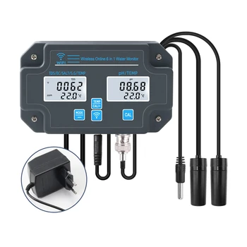 PH-3988 Tuya APP Online Smart Monitor Wifi Water Quality Tester 6 in 1 Salt S.G.Temp PH EC TDS Meter for Aquariums