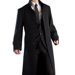 Men's  Outdoor Long Coats Windproof Single Breasted Waistband Men's Casual Winter Trench Coat Fashionable Closure OEM Service