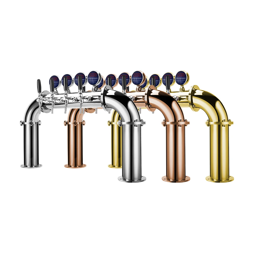 Custom Copper Bridge Beer Column Font 4 Tap Bar Dispenser Stainless Steel Beer Dispenser Beer Tower