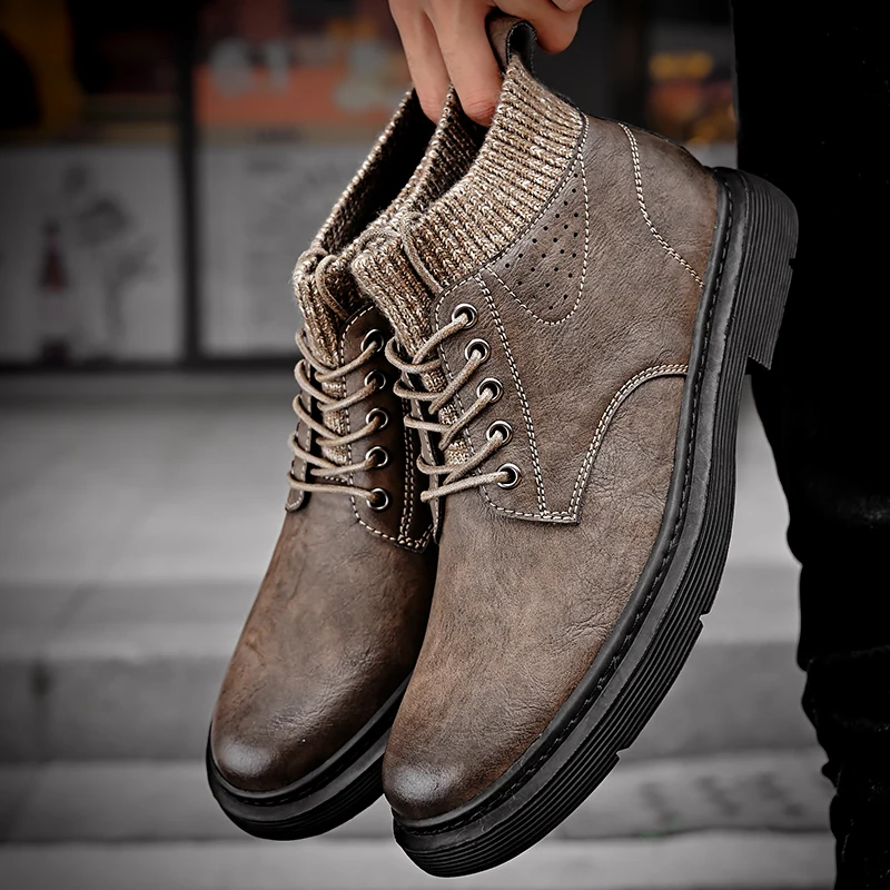New Modern Design Fashion Leather Boots For Men Nubuck Leather Boots ...