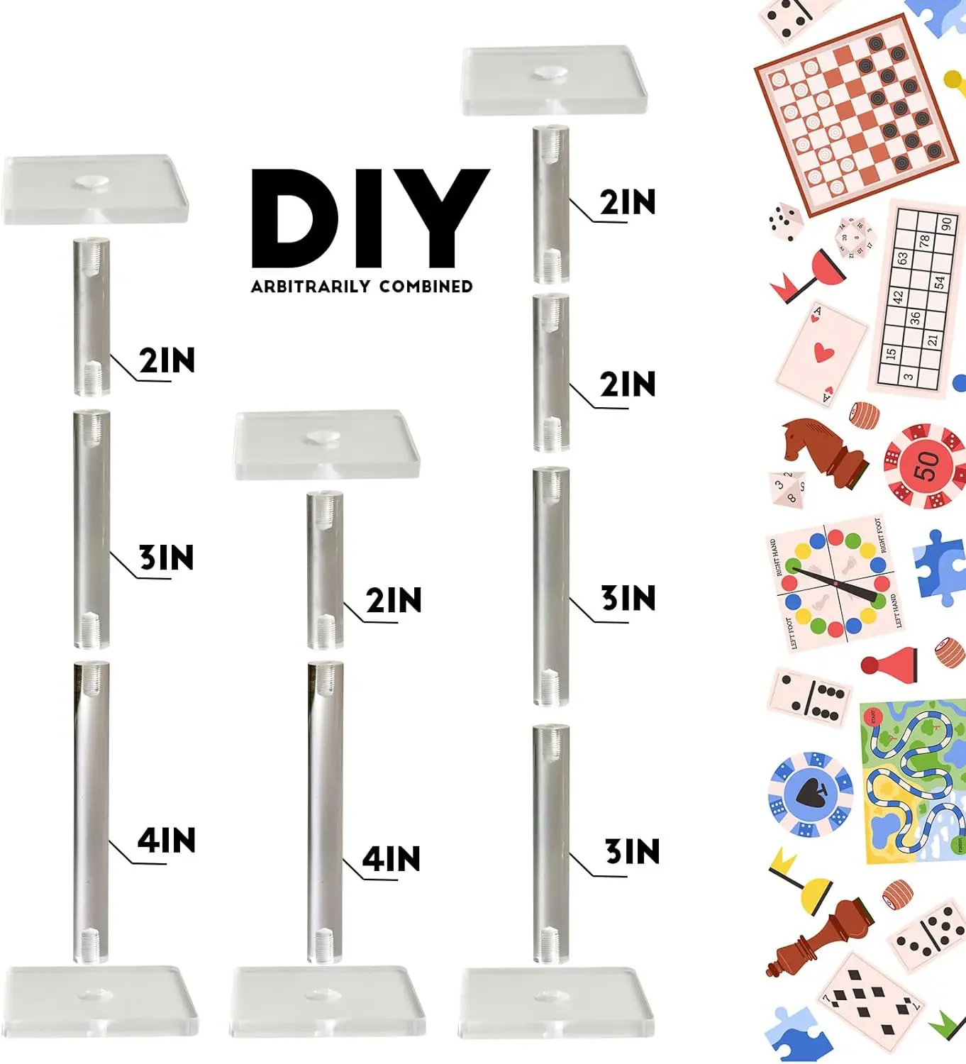 Tabletop Riser Kit 3pcs Adjustable Height Multi-Tiered Combat Risers for Tabletop Rpgs