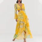 2021 Custom Women Fashionable Vestido Bohemio Tropical Print Backless Summer Long Dress Plus Size Women's Dresses