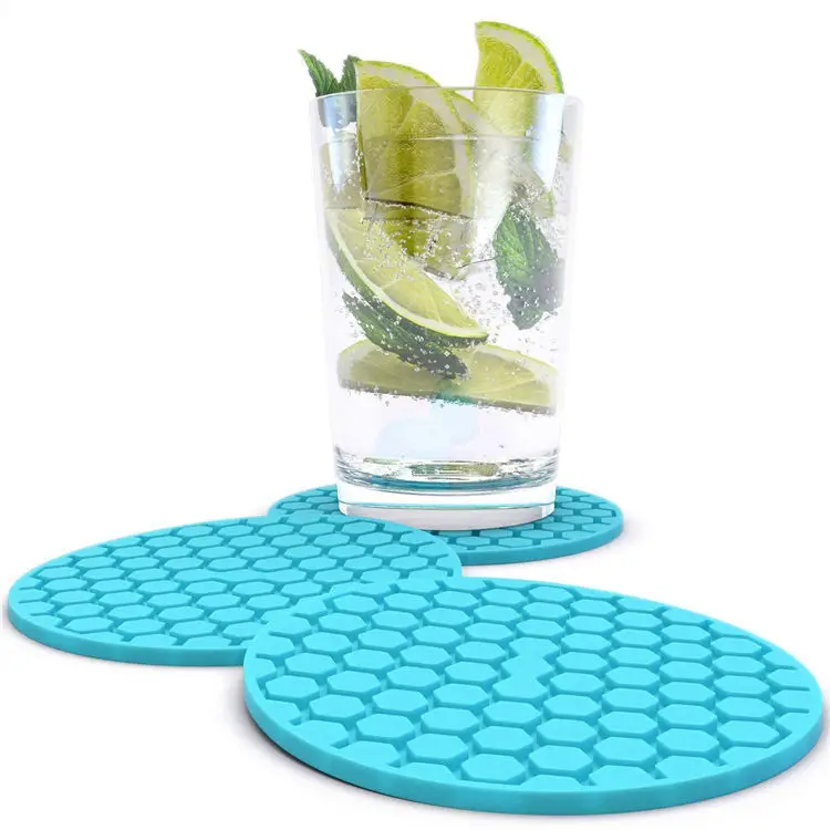 product custom 5mm thick silicone pvc rubber cup coasters heating resistant drink mat promotional product for coffee  beverages-5