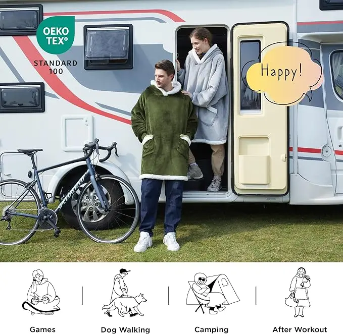 Quilted Plaid Pattern Hoodie Character-Designed Wearable Blanket Perfect Birthday Gift for Adults Kids Women Moms Mother's Day