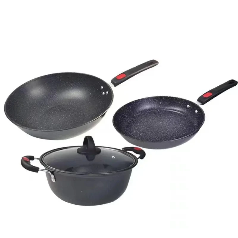 Factory OEM 15-Piece Nonstick Cast Aluminum Cookware Set with Granite  Coating Roast Casserole Stone Wok with Glass Lid - China Aluminum Cookware  and Cookware price