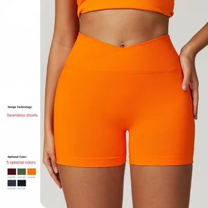New Style Solid Peach Hip-lifting Seamless Tight Yoga Shorts for Running High Waisted Breathable & Quick Dry Women's Gym Shorts