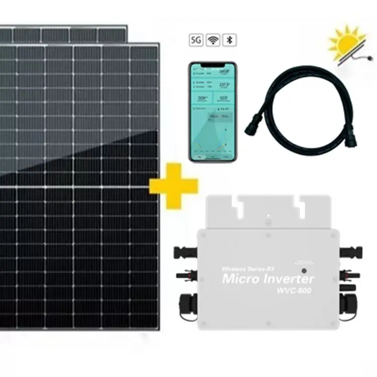 Smart Mini 300w Wifi Monitoring Balcony Solar System Kit Balkonkraftwerk 600w 1200w Grid Tie MPPT Solar Micro Inverter