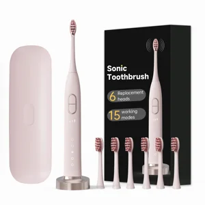 Travel Rechargeable Electric Toothbrush Attachments Vibrator Sonic Toothbrush PRESSURE SENSOR 48000 VPM