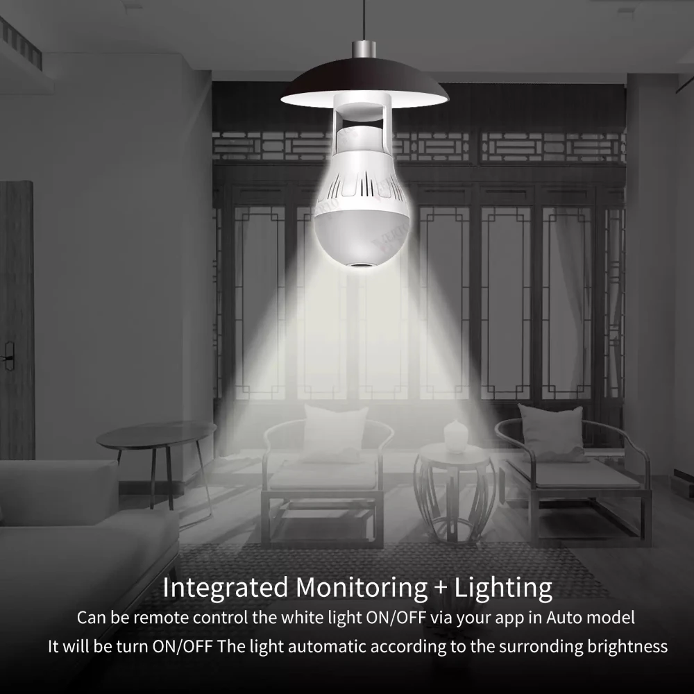 Night Vision Two Way Audio Home Security Video Surveillance Fisheye Lamp Wifi Camera 360 Wifi Panorama Camera Bulb 2MP Panorami
