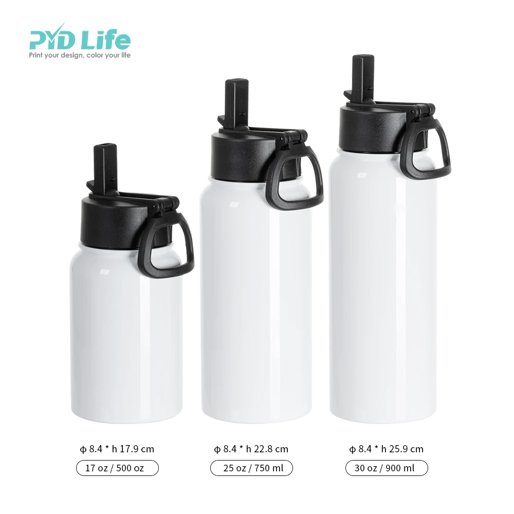 PYD Life 17 oz 25 oz 30 oz Custom Stainless Steel Blank Sublimation Sport Water Bottles Tumblers Wholesale Bulk with Straw Lid