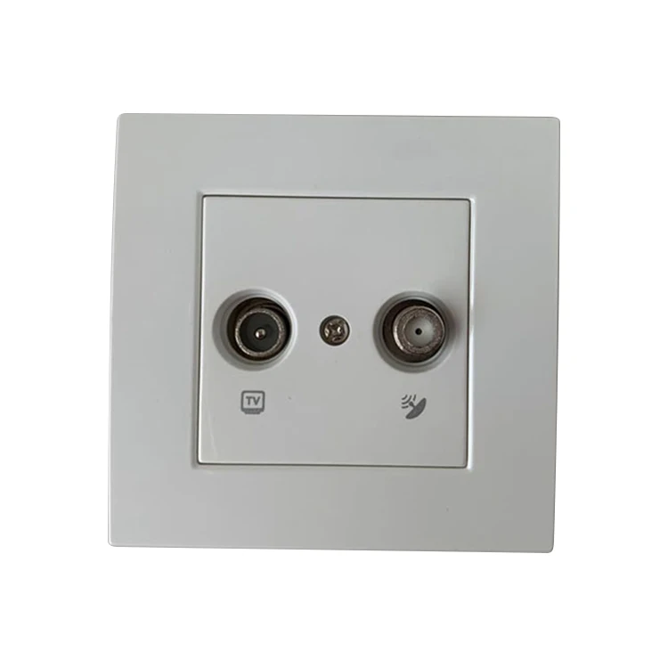 Eu Standard Pc Material Tv Telphone Socket Wholesale Data Socket Outlet Rj45 Satellite Wall Sockets F Connector