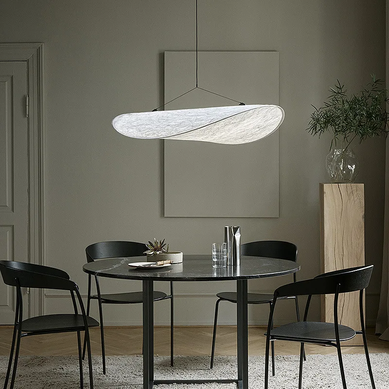 Home Decor Minimalist Design Silk Pendant Light Kitchen Led Hanging Lamp Indoor Big Fabric Nordic Modern Chandelier