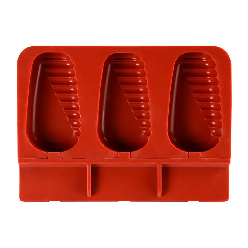 Hot Selling 3-Hole BPA Free Silicone Popsicle Molds Eco-Friendly Food Grade Ice Cream Mold Making Tools for Kids Boxed Packaging