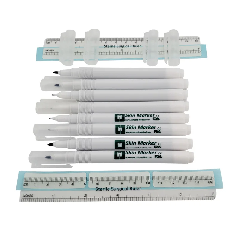Professional Free Ruler Surgical Skin Marker Pen 0.5mm-1mm Washable Permanent Ink with Ruler