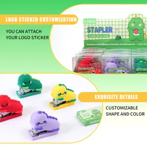 Fun Dinosaur Figurine Stapler + 500 Staples Blister Set Cute Desk Pick for Kids & Office