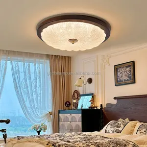 Nordic LED Crystal Sand Glass Ceiling Light Luxury Modern French Simple Design for Bedroom Hotel Residence Decor Black Crystal