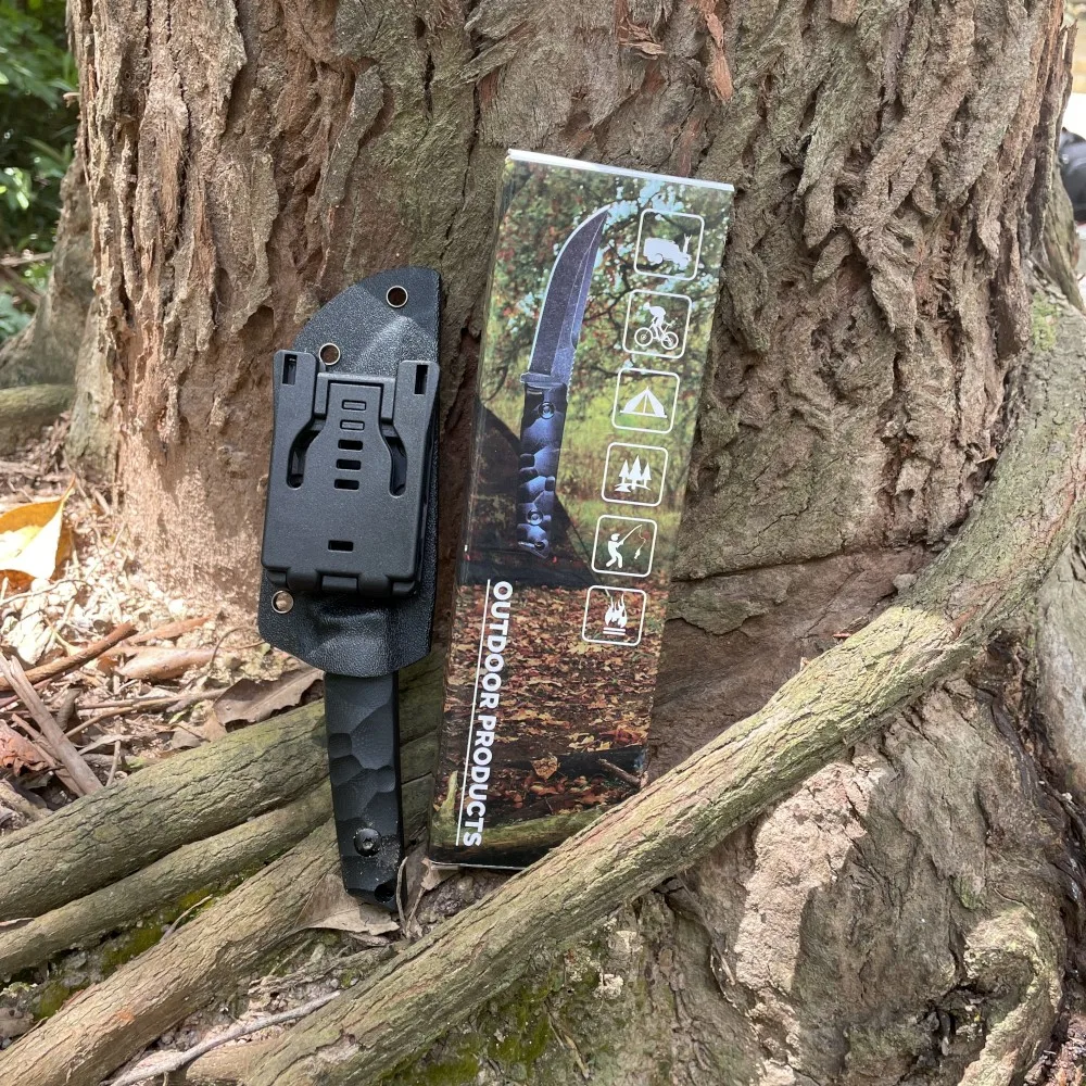 Trailing Point Blade 420C Fixed Blade Survival Knives G10 Handle with Kydex Sheath Straight TAC Tactical Camping Outdoor Knife