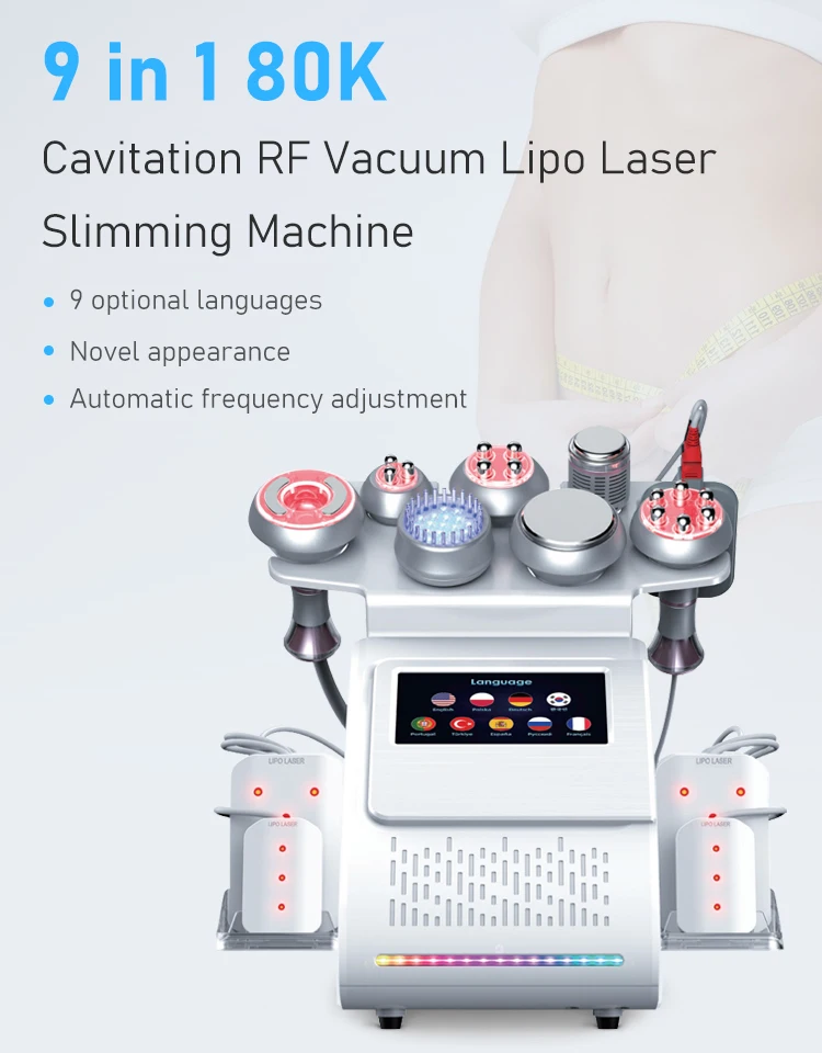 9-in-1 Ultrasonic Cavitation RF Vacuum Microcurrent Lipo Laser